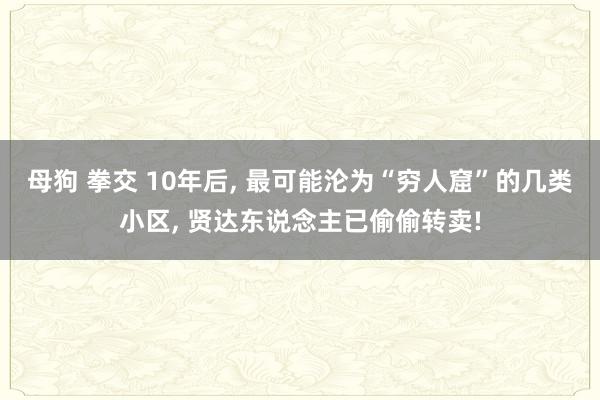 母狗 拳交 10年后， 最可能沦为“穷人窟”的几类小区， 贤达东说念主已偷偷转卖!